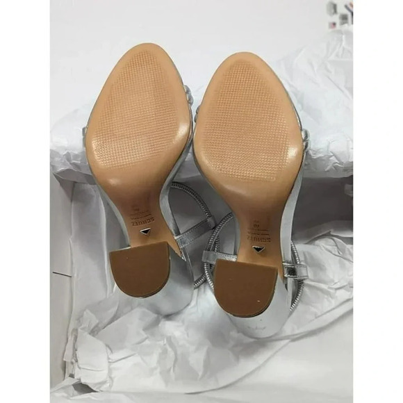 Schutz Women's Pincesa Silver Metallic High-Heel Sandals Size 7 B (MSRP $170) - Picture 9 of 12